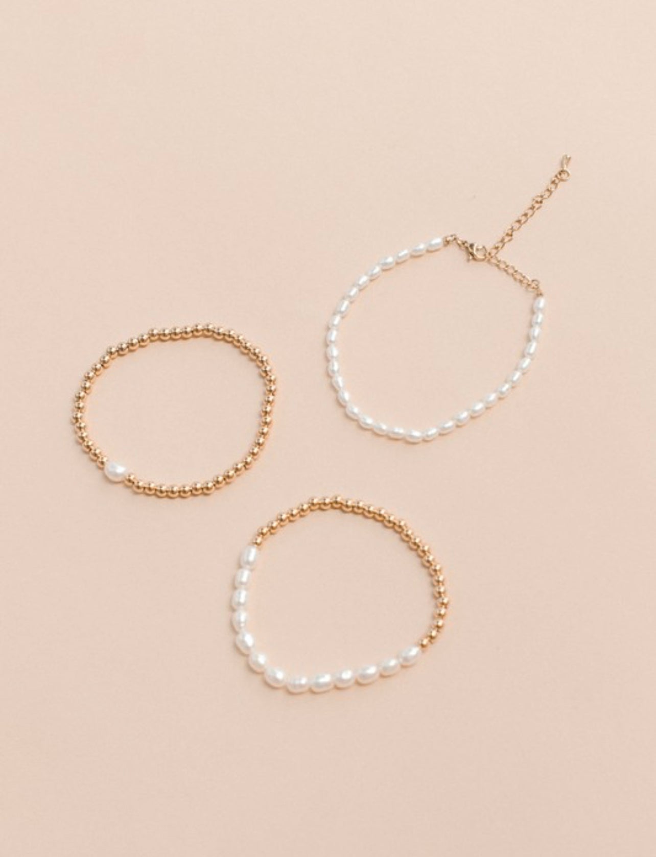 18K Plated Pearl Stretch Bracelet