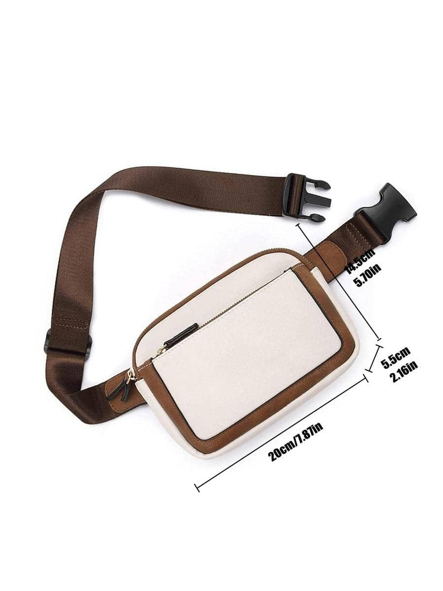 Two Tone Fanny Pack Casual Zipper Adjustable strap