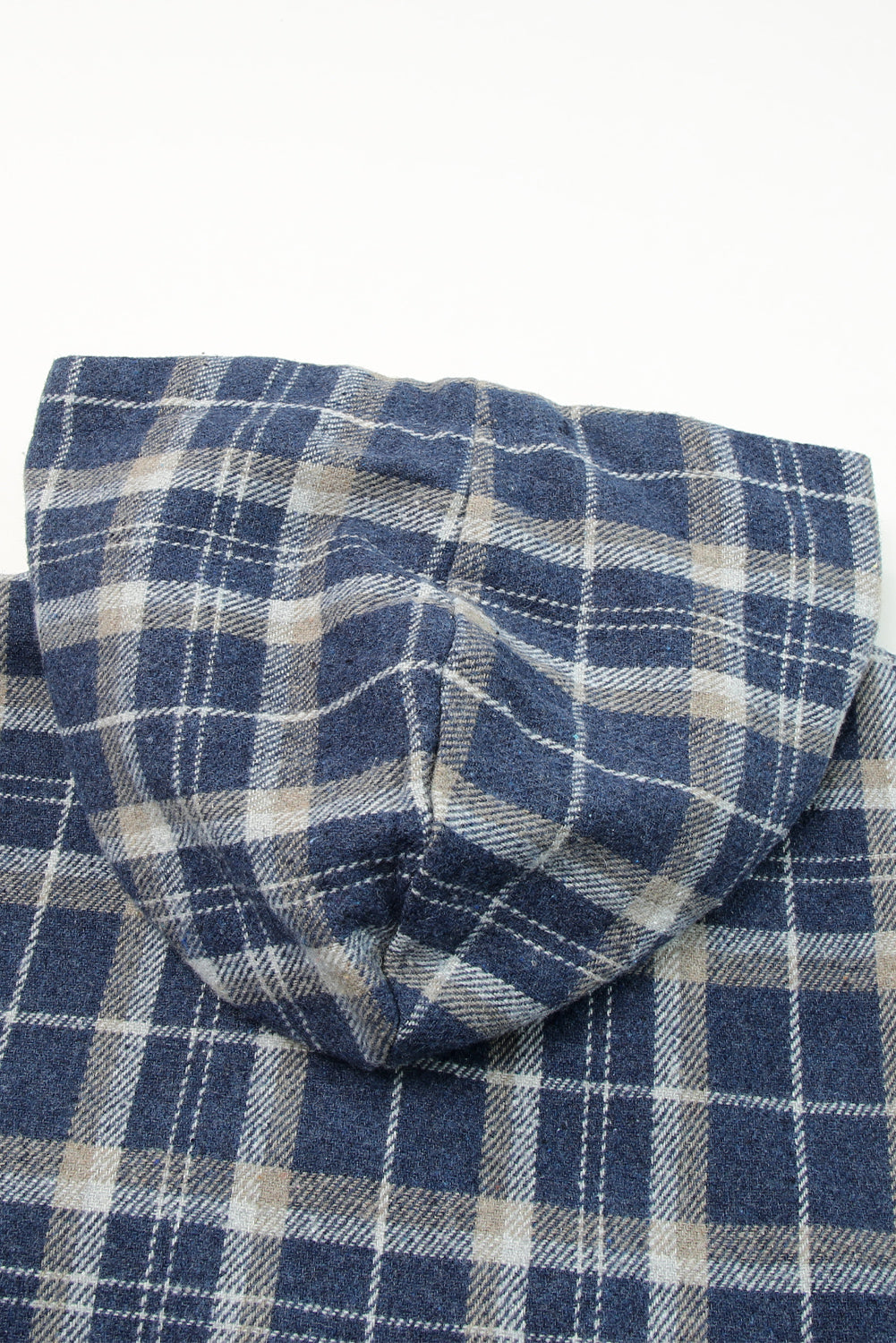 Khaki Snap Button Sherpa Lined Hooded Flannel Jacket