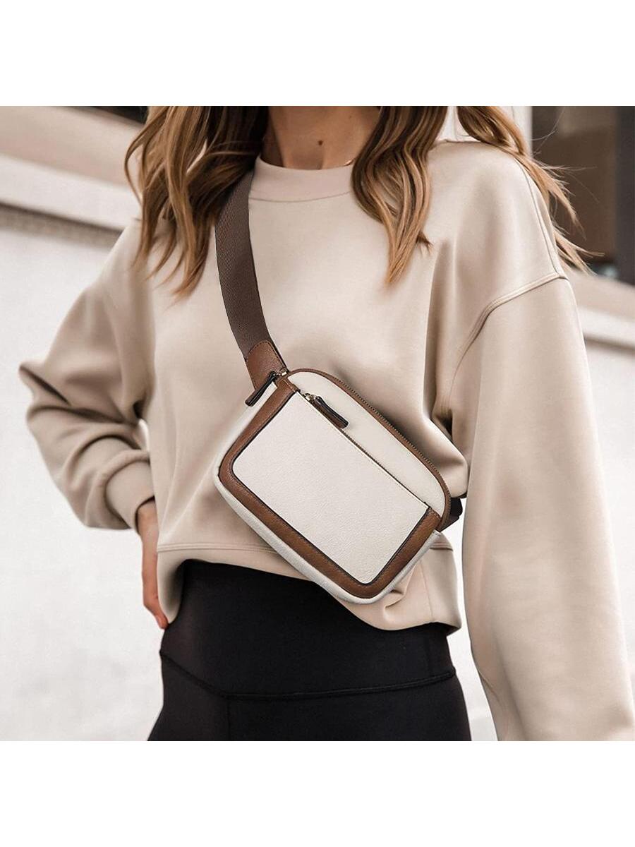 Two Tone Fanny Pack Casual Zipper Adjustable strap