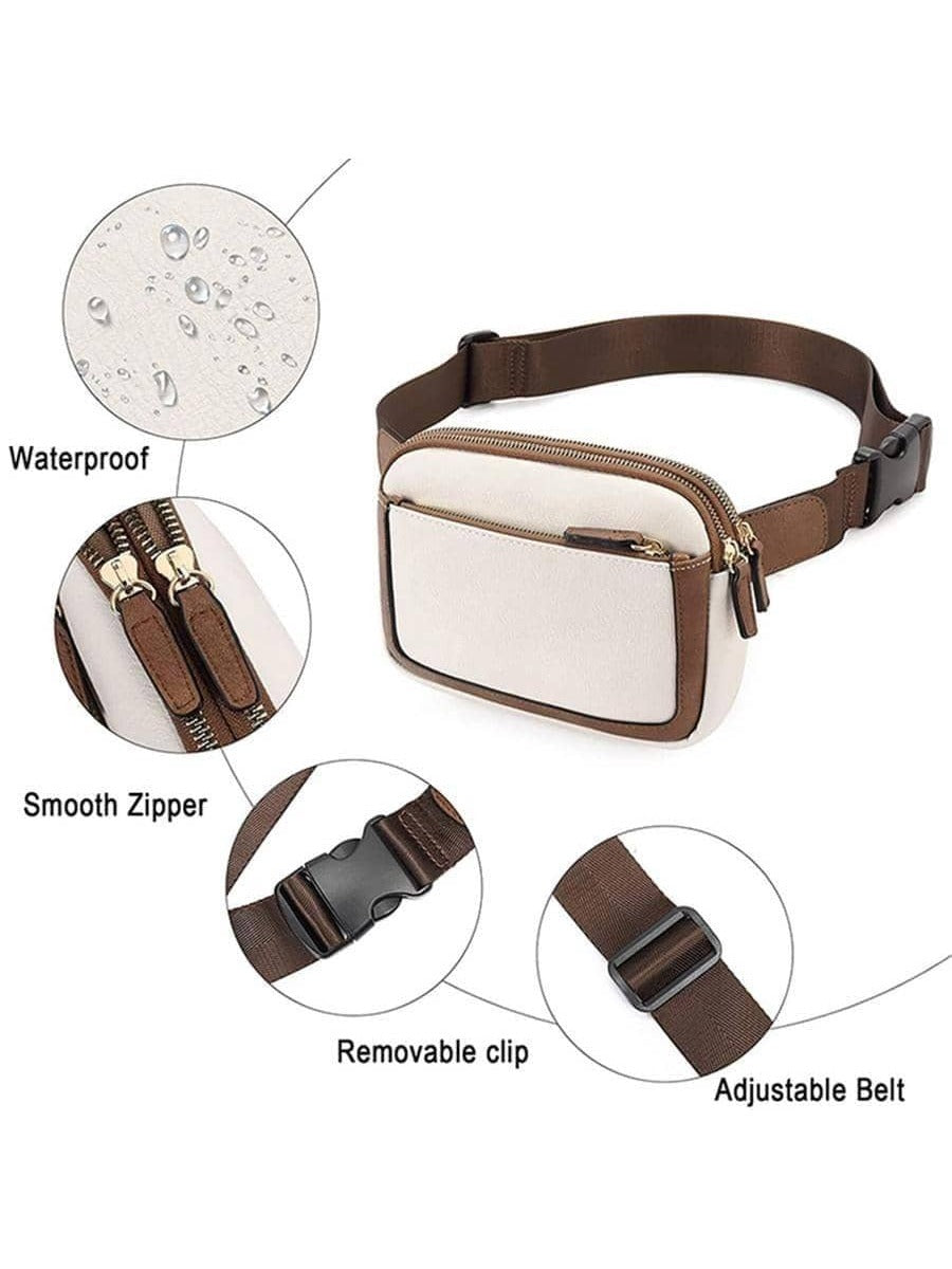 Two Tone Fanny Pack Casual Zipper Adjustable strap