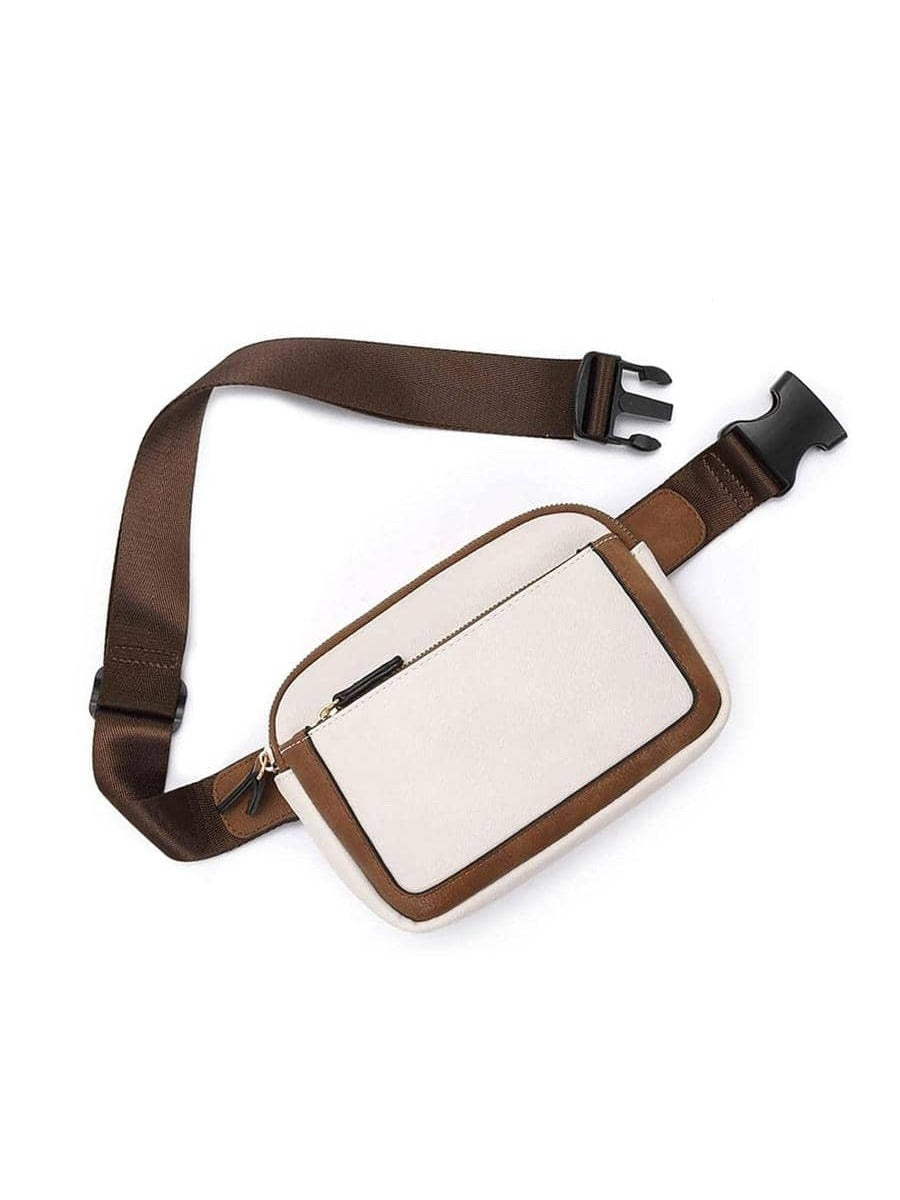 Two Tone Fanny Pack Casual Zipper Adjustable strap