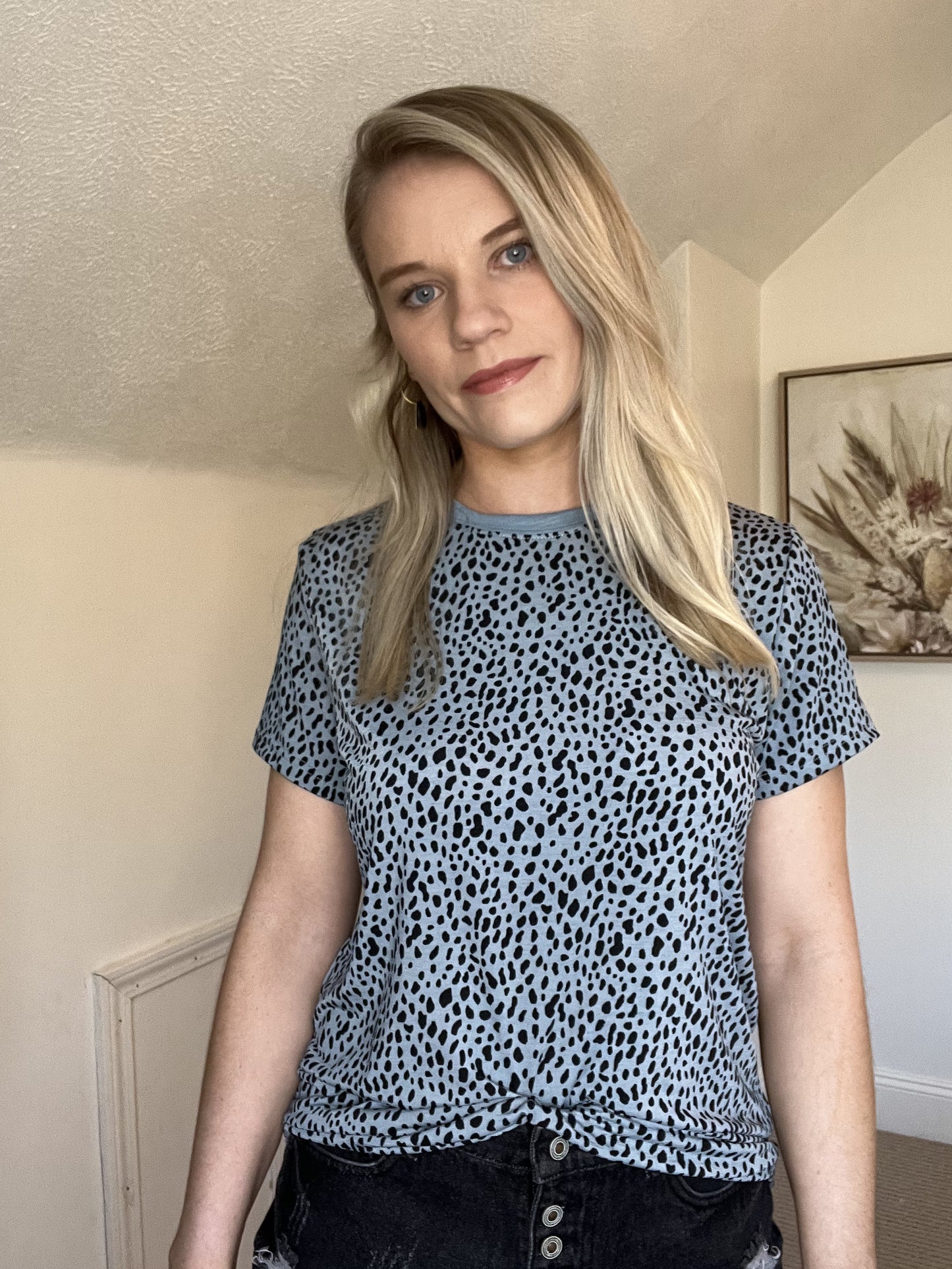 Gray and Black Cheetah Print Shirt