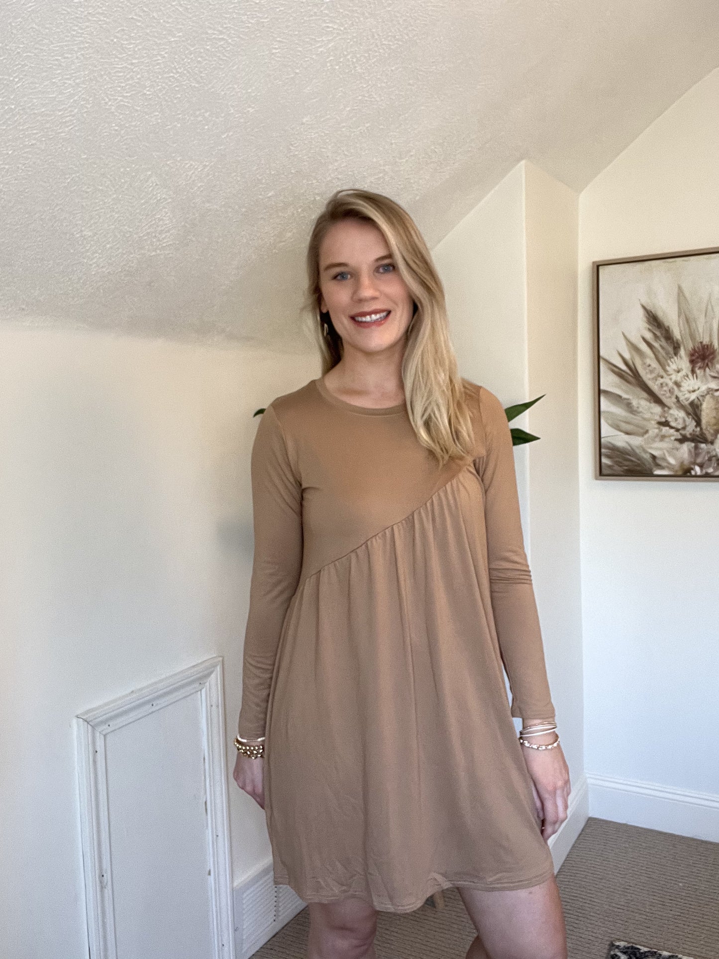 Brown Long Sleeve Dress