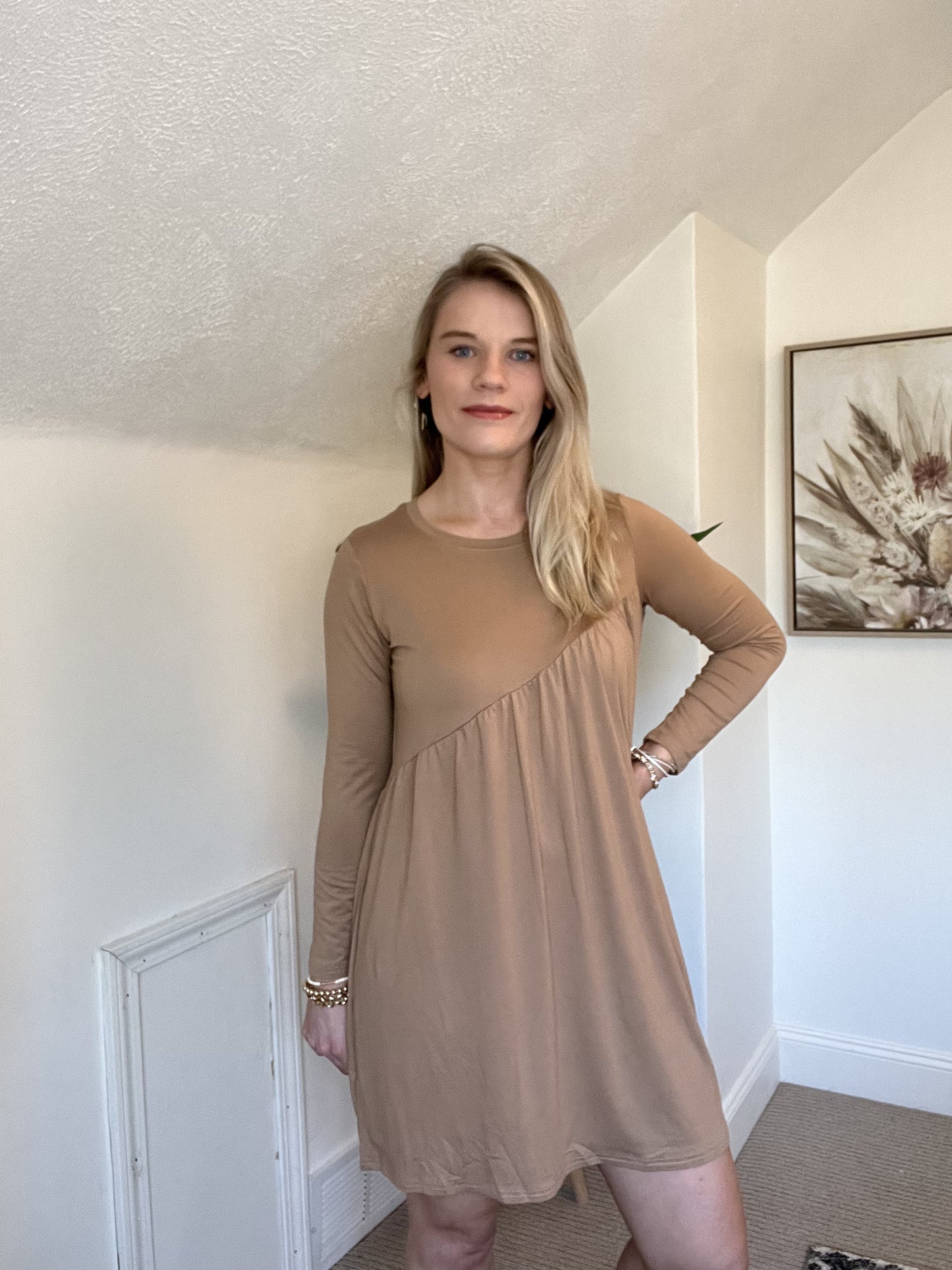 Brown Long Sleeve Dress