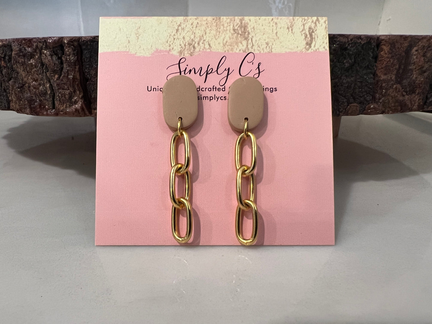 Beige Paper Clip Earrings